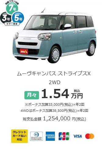 ムーブキャンバス月々1.54万円
