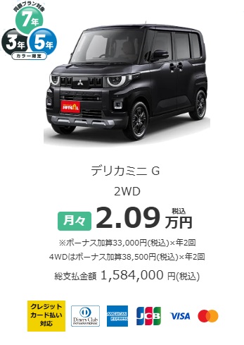 デリカミニ月々2.09万円